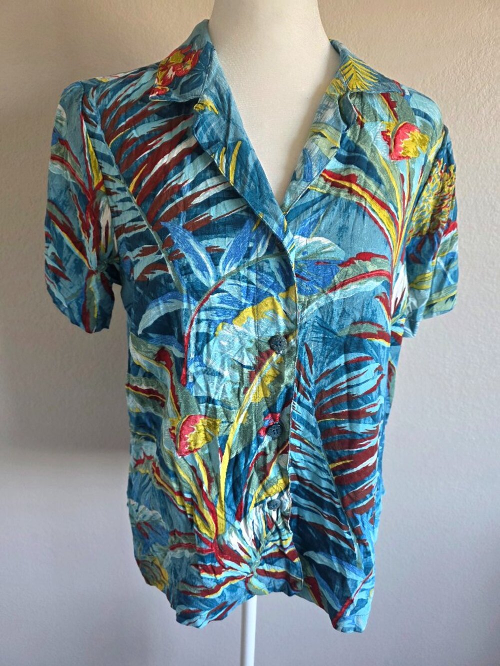 NEW Jams World Kamuela Hawaiian Shirt Tropical Floral Button Up Women's XS Rayon